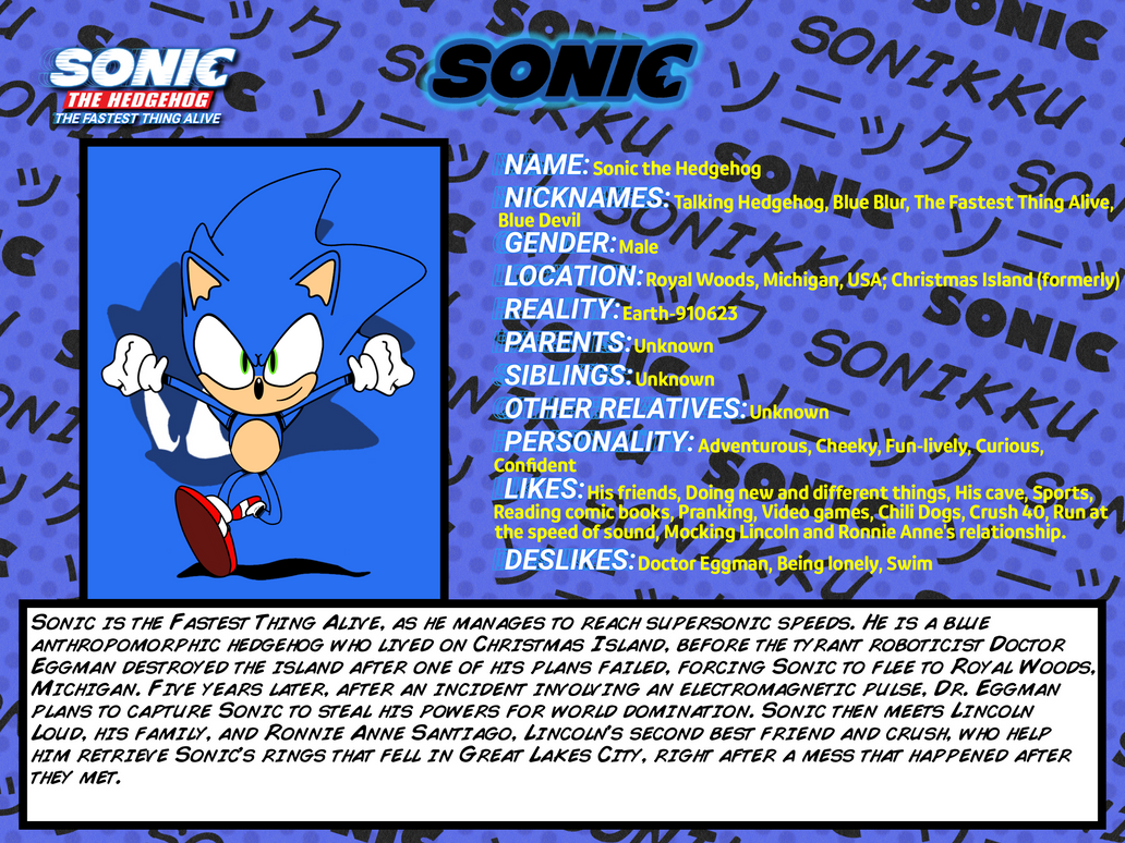 SonicTFTA - Sonic the Hedgehog Biography/Profile by EmanoelRibeiro2020 ...