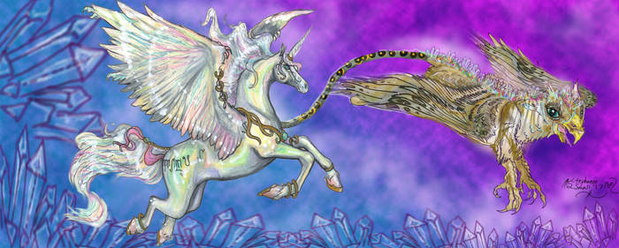 Griffon And Unicorn Banner Horse Pegasus Adoptable