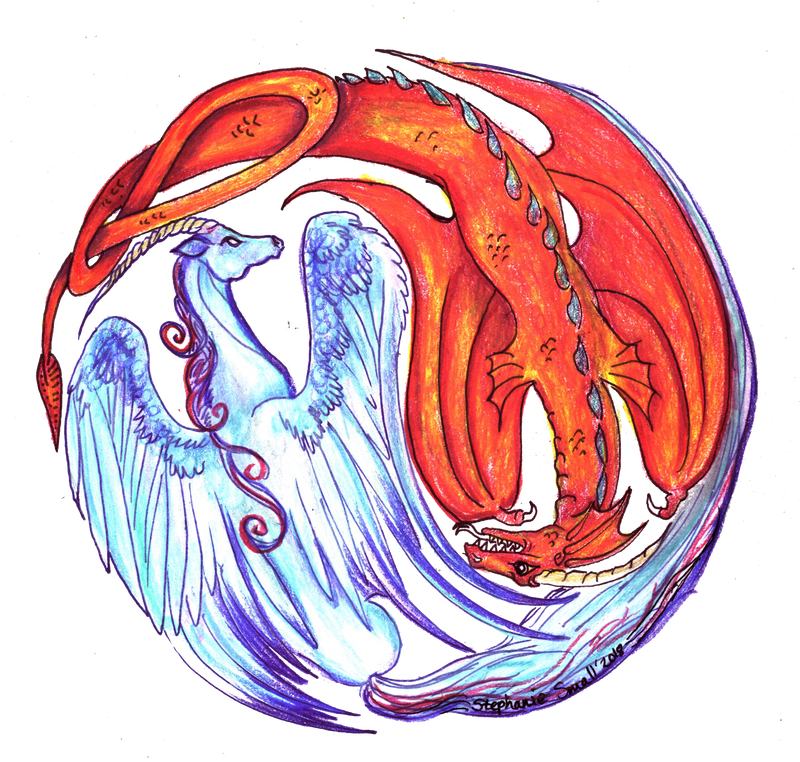 Yin Yang Unicorn Dragon Fire Water Fantasy Horse by StephanieSmall on ...