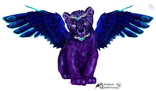 J'nar Panther Cub Cat Winged Purple Blue Jaguar by StephanieSmall on  DeviantArt
