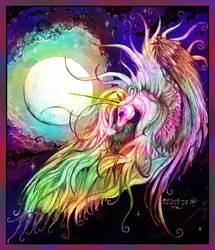 Unicorn Moon Dreams of Life and Song Pegasus Horse by StephanieSmall