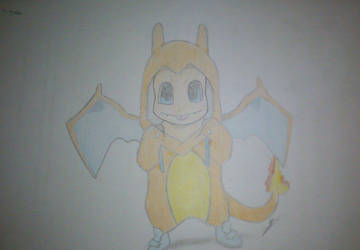 Charmander wearing Charizard hoodie~