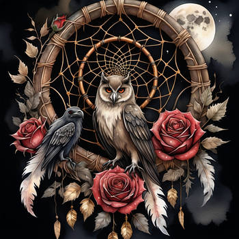 Dreamcatcher Owl and Raven