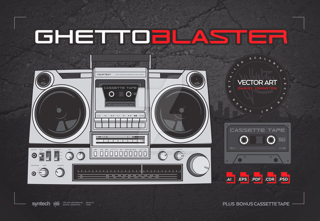 Ghetto Blaster / Boombox with Cassette Tape