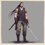 Pony Tail Haired Male Mercenary With Katana