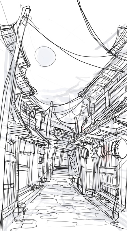 Japanese Alley Sketch By Ushio18 On Deviantart