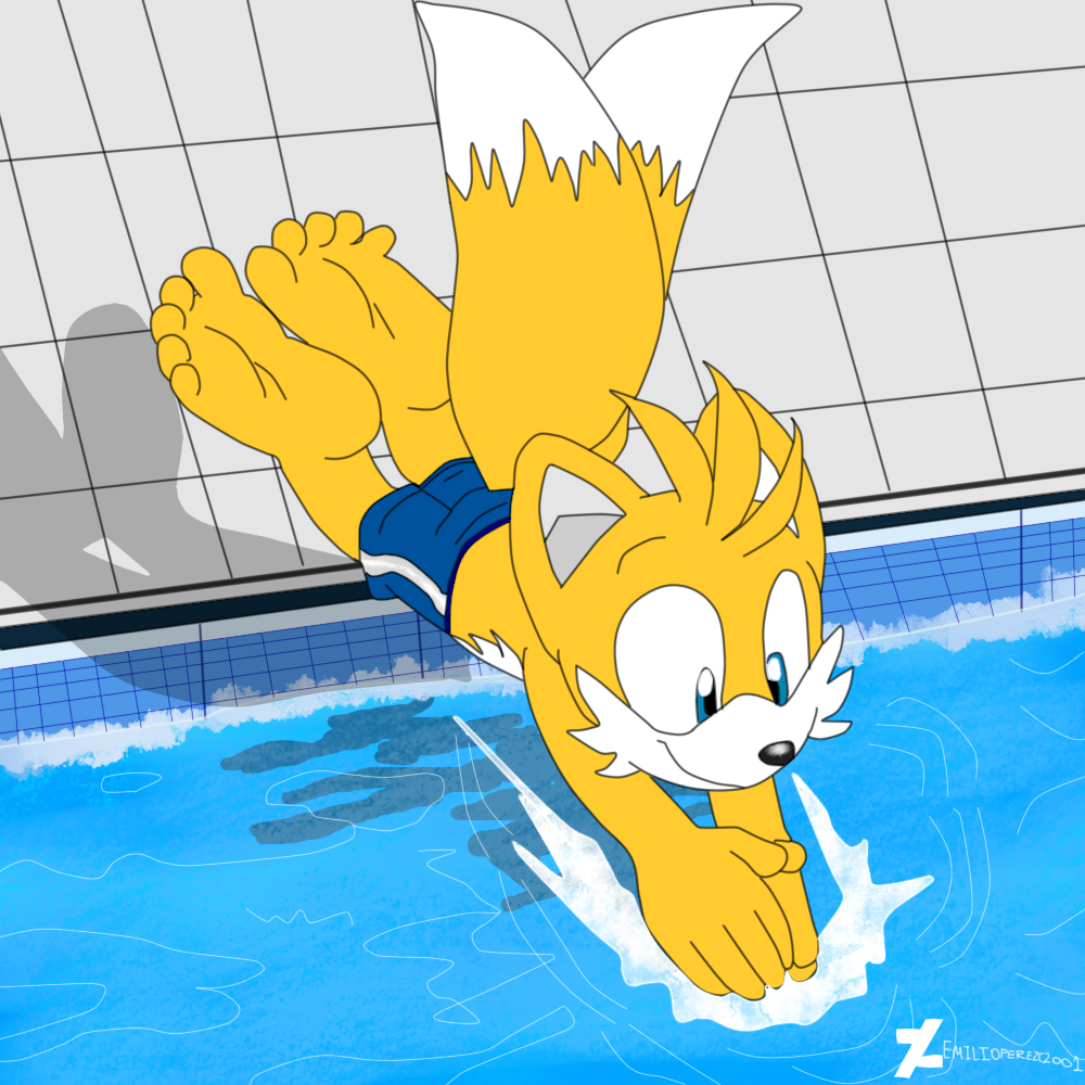 Tails Pool Tails Jumps into a swimming pool and splash dive by EMILIOPEREZC2001 on ...