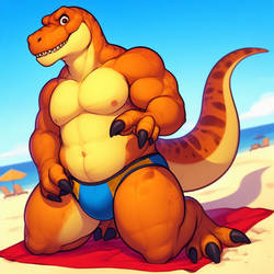 Emilio the T Rex on the beach (Ai)