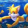 Tails Swimming Underwater On The Sea 3 (Ai Art)