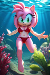 Amy Rose swimming underwater (Ai Art)