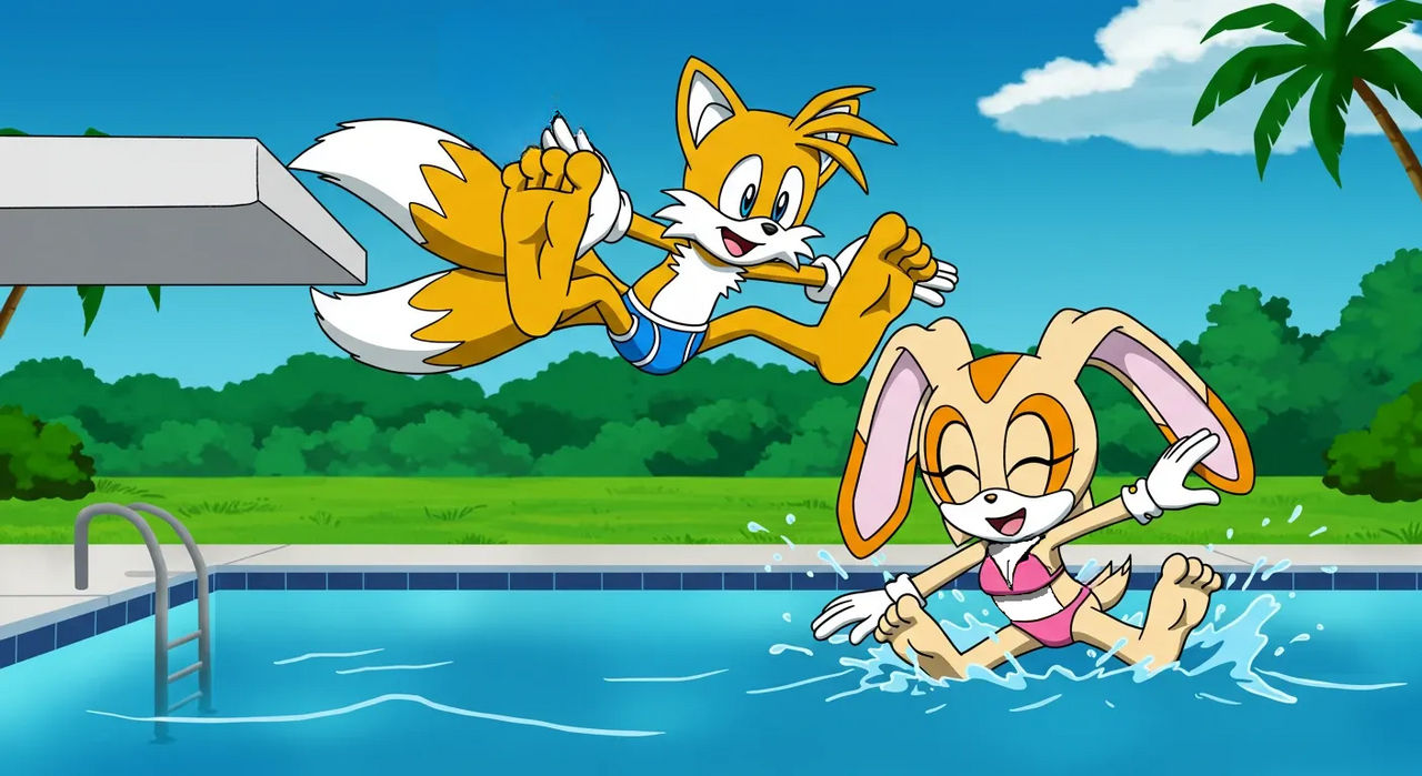 Tails Pool Tails X Cream a day On The Swimming Pool by EMILIOPEREZC2001 on DeviantArt