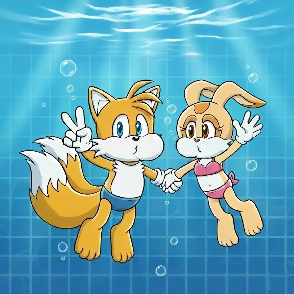 Tails Pool Tails X Cream Underwater swimming pool posing by EMILIOPEREZC2001 on ...