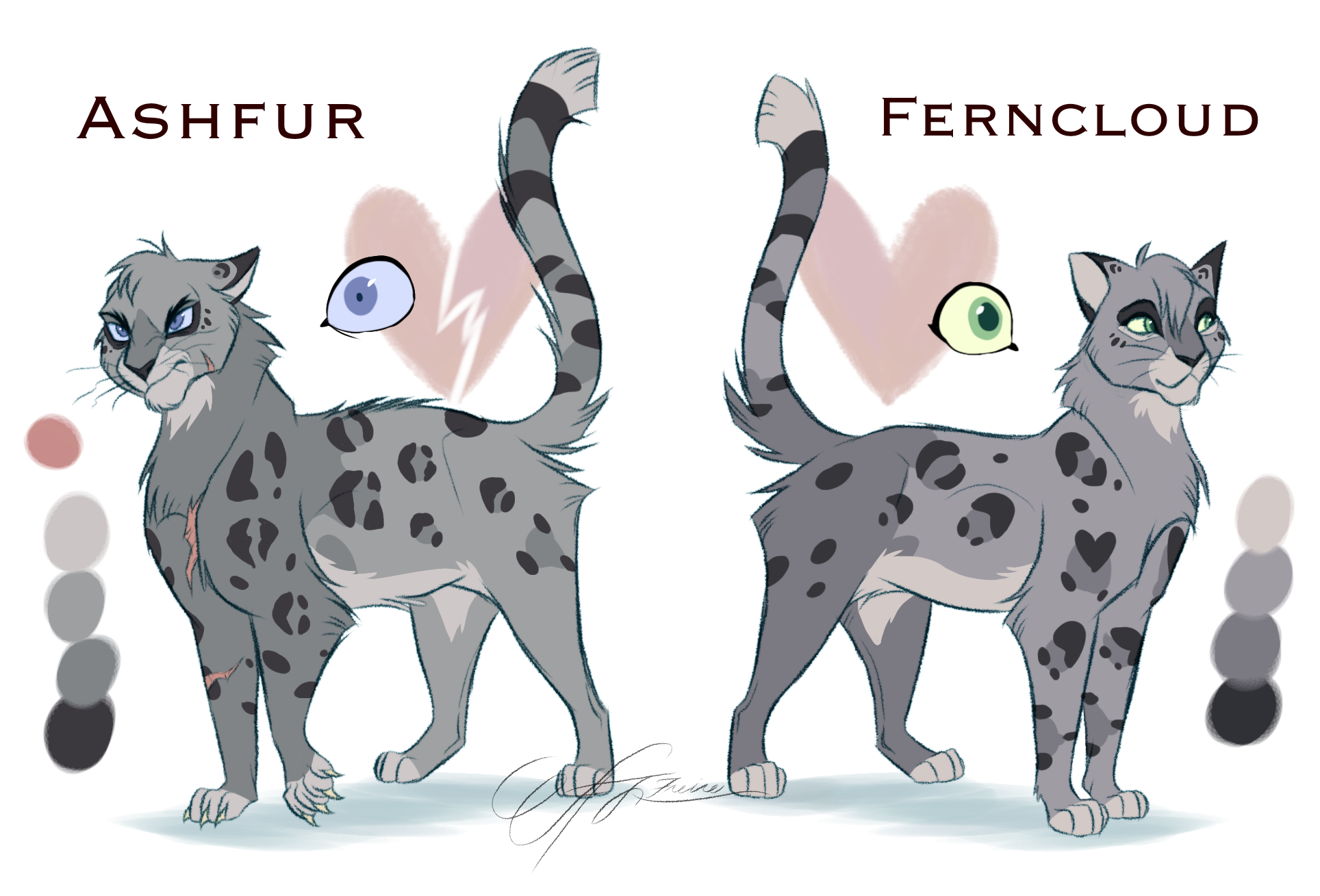 Ashfur and Ferncloud design 2021 - Warriors Cats by AngelDalet on DeviantArt