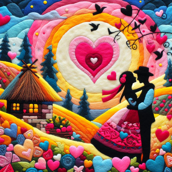 Patchwork Scenes Wool patchwork valentines scene by exokinetic on DeviantArt