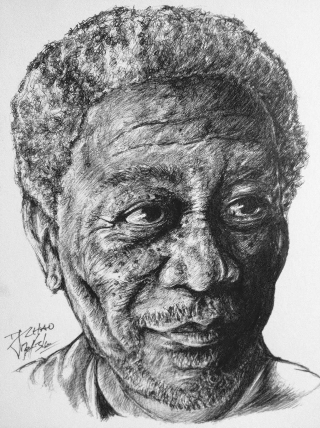 Morgan Freeman Pen Sketch  - FINISHED