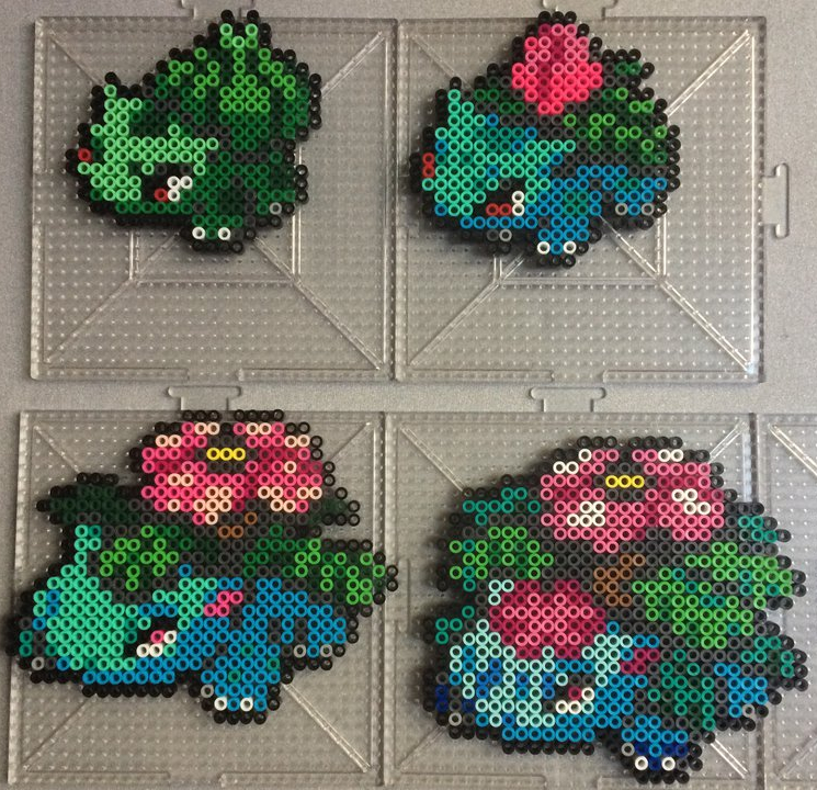 4 Seasons Bulbasaurs made with iron beads : r/pokemon