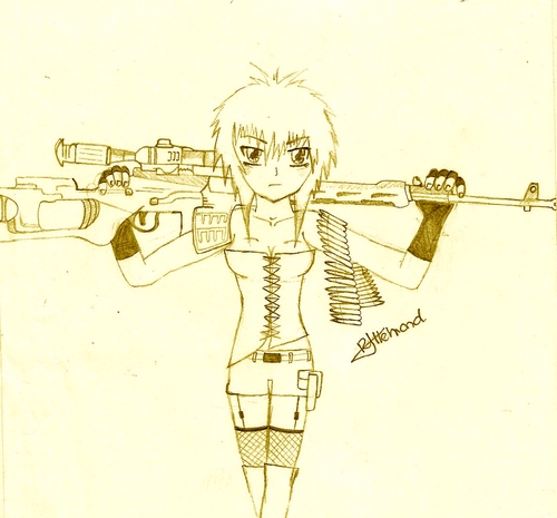 Girl with gun.