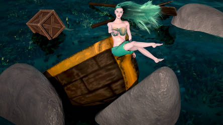 Sunken boat and Mermaid