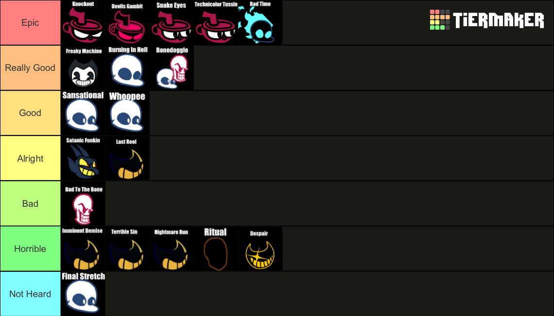 FNF Indie Cross OST Tier List! by ToxiinGames on DeviantArt
