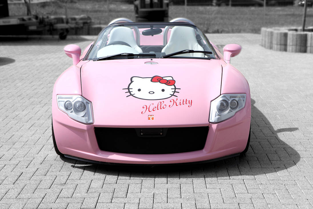 Покажи мне машины. Машина Хелло Китти. Розовая машина с Хеллоу Китти. Машина Хелло Китти розовая. Ламборгини розовая Хеллоу Китти.