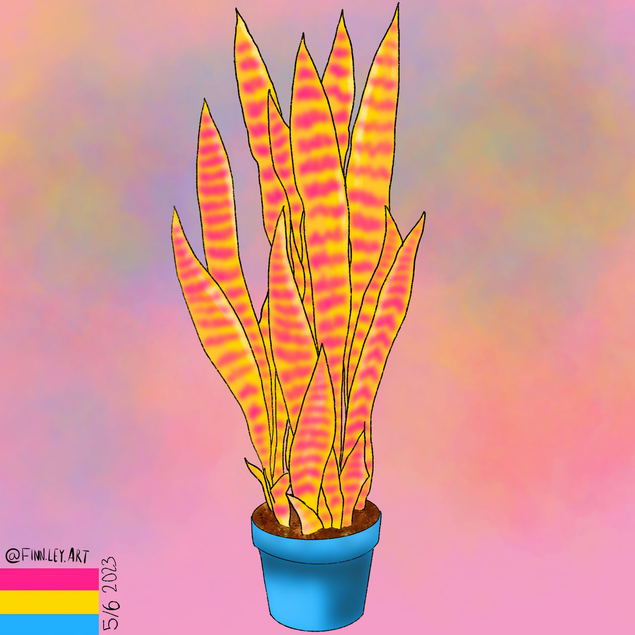 Pridemonth23 day 5 - Snake plant+ Pansexual flag by FinnleyStyx on ...