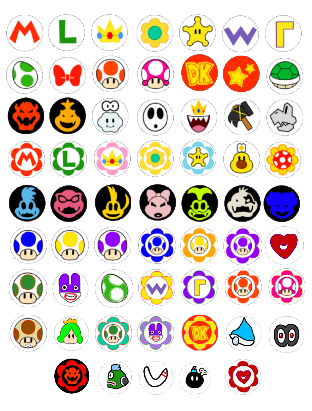 Super Mario Characters Logos