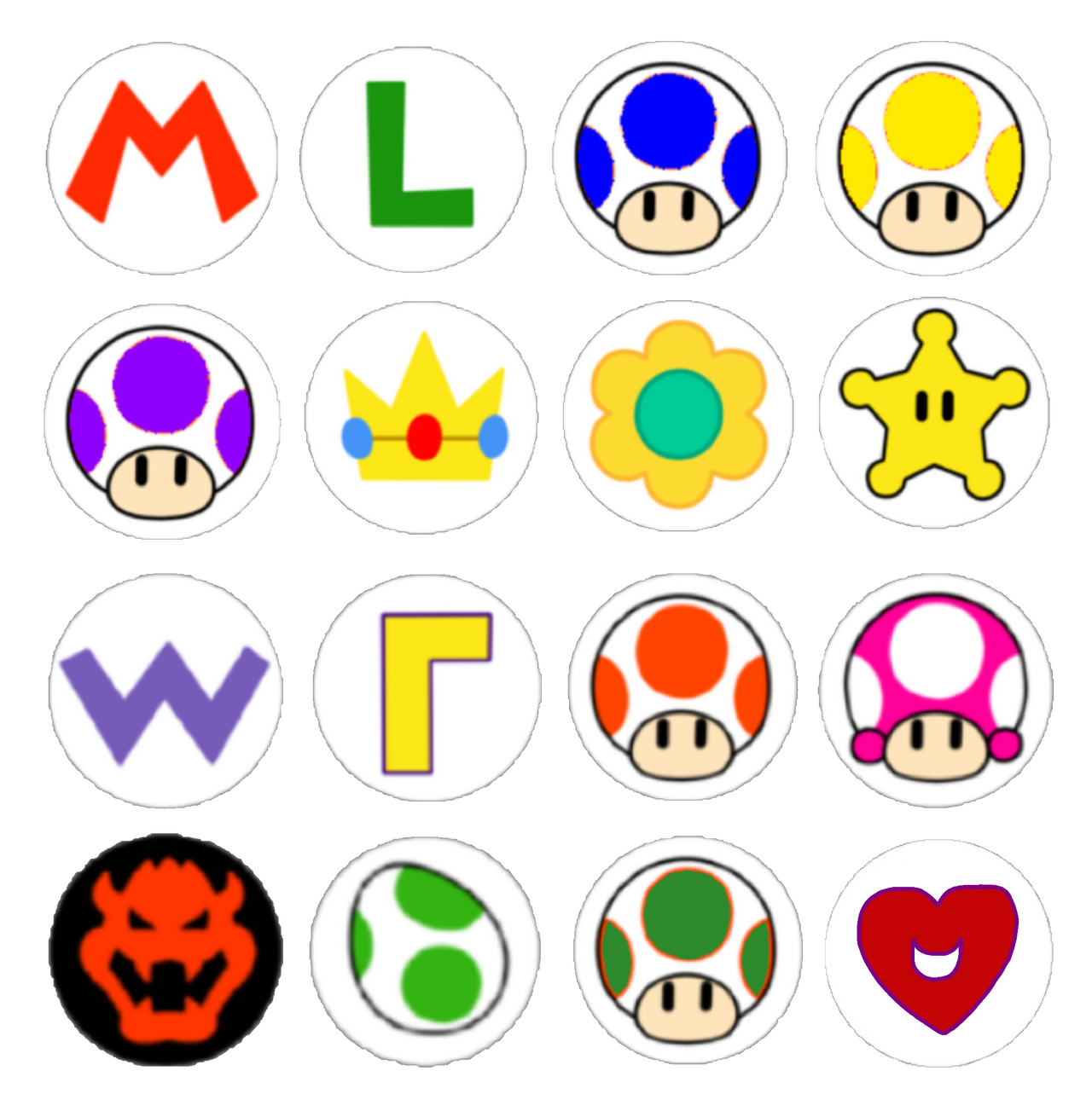 Super Mario: All 16 Character Emblems by Joshuat1306 on DeviantArt