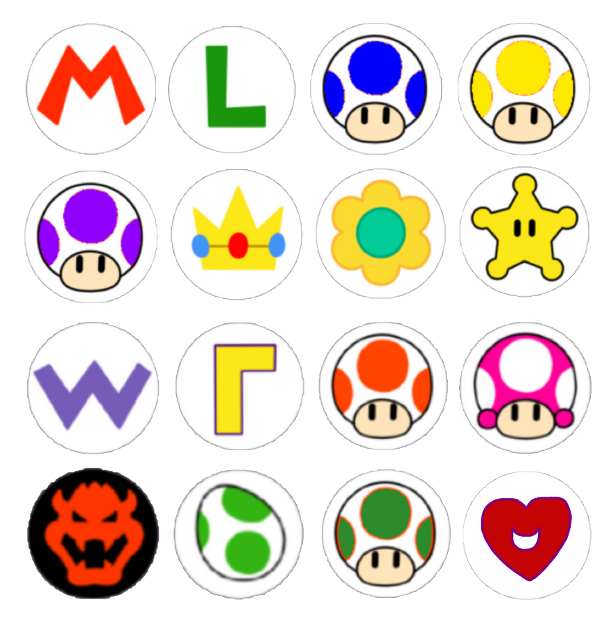 Super Mario All 16 Character Emblems by Joshuat1306 on DeviantArt Super Mario All 16 Character Emblems by Joshuat1306 on DeviantArt