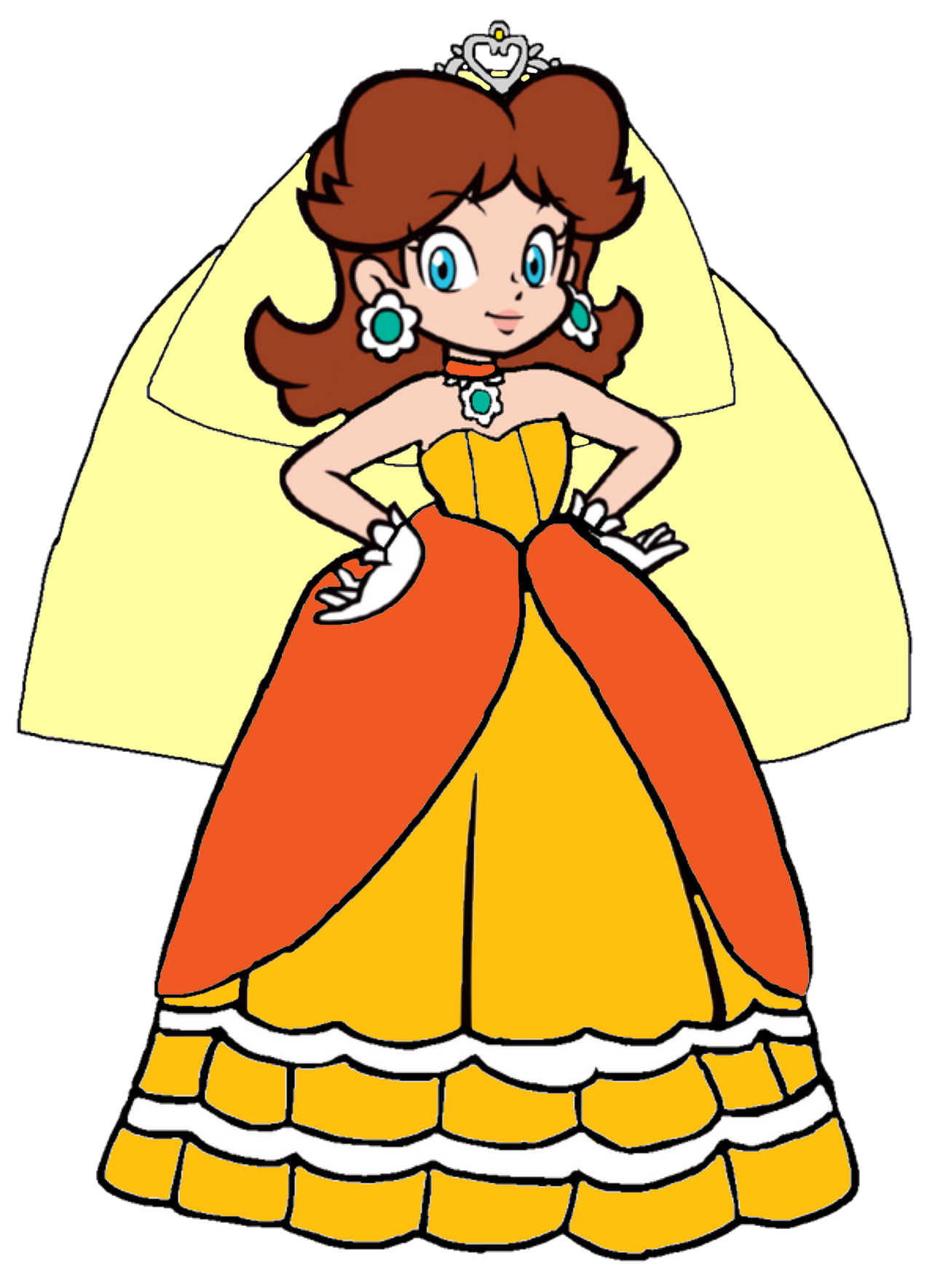 Super Mario Daisy Wedding Dress Alt Color 2D by Joshuat1306 on DeviantArt