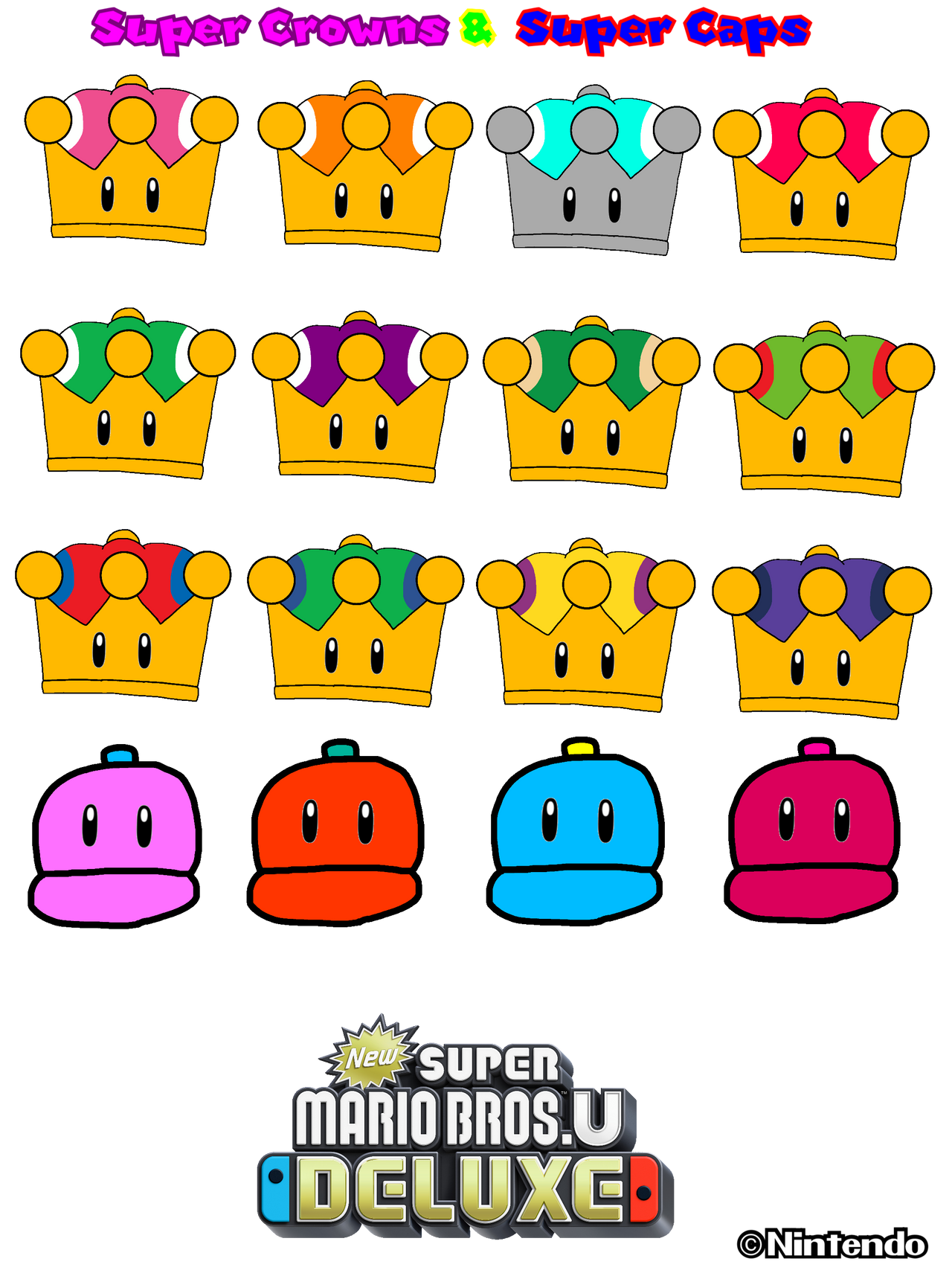 Super Mario: All Super Crowns and Caps 2D by Joshuat1306 on DeviantArt
