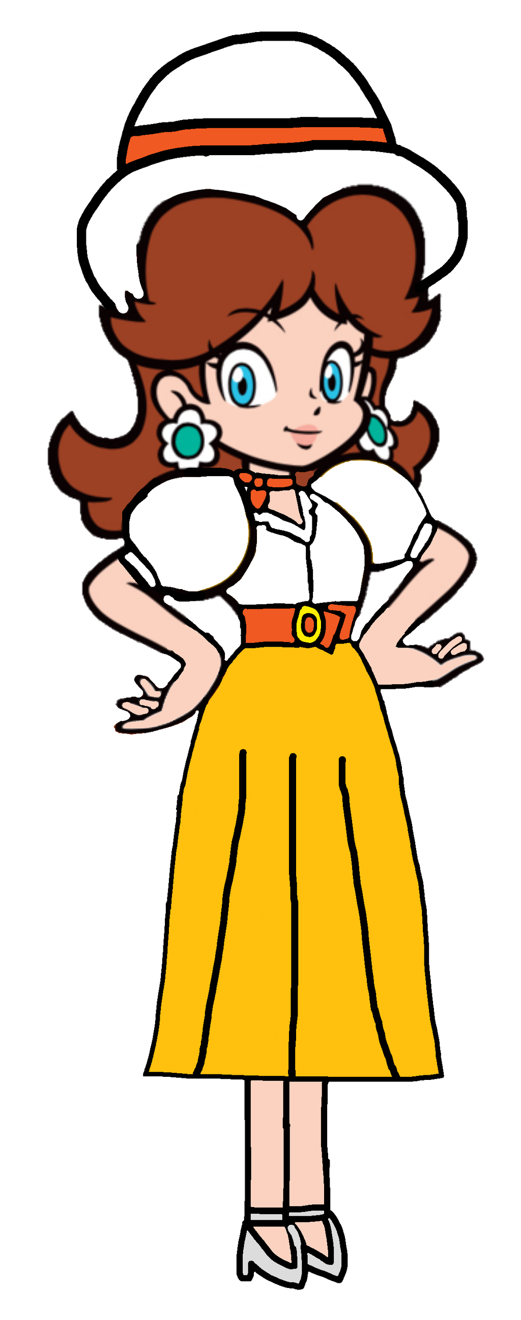 Super Mario: Princess Daisy Travel Outfit 2D by Joshuat1306 on
