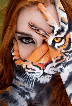 Tiger hand painting