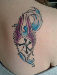 Water Sign Angel Wings Shoulder Tattoo