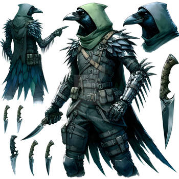 Adoptable Avian Character Crow Hooded Assassin 6$