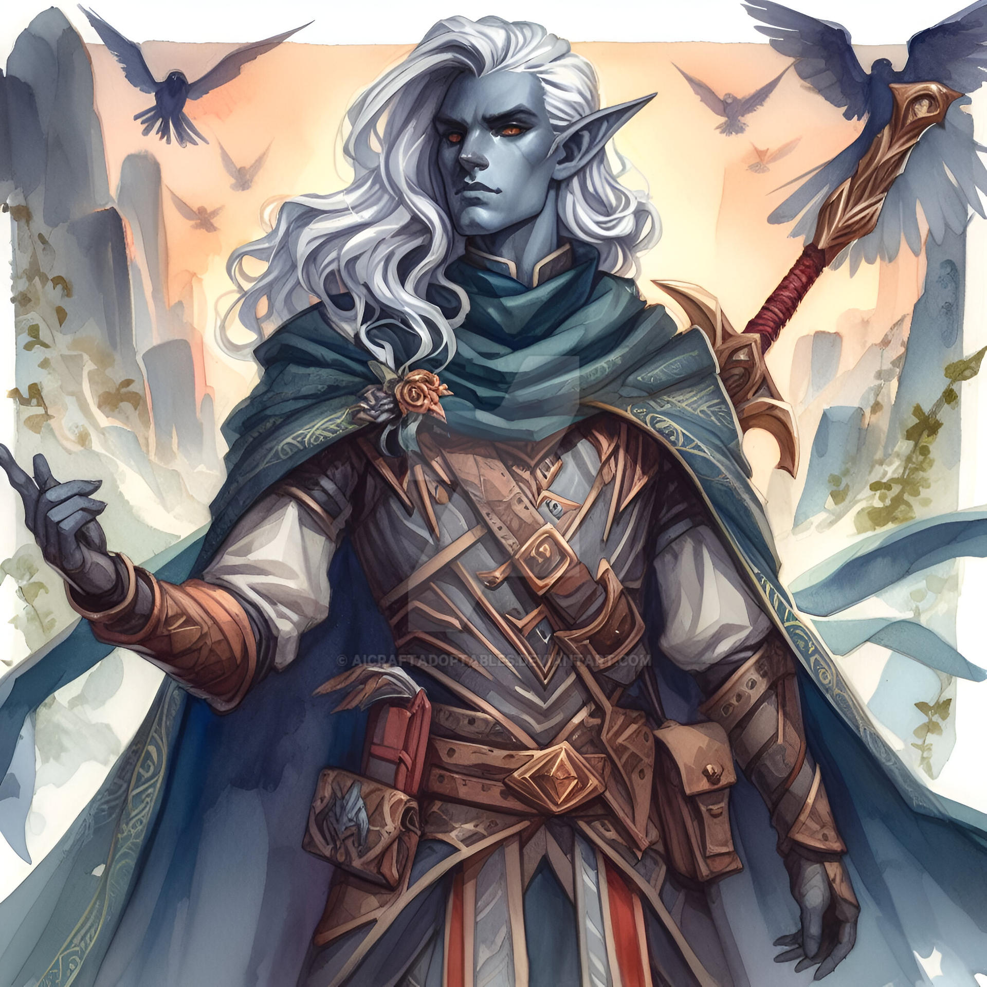 Drow Male Character Portrait Concept 5$ by AICraftAdoptables on DeviantArt