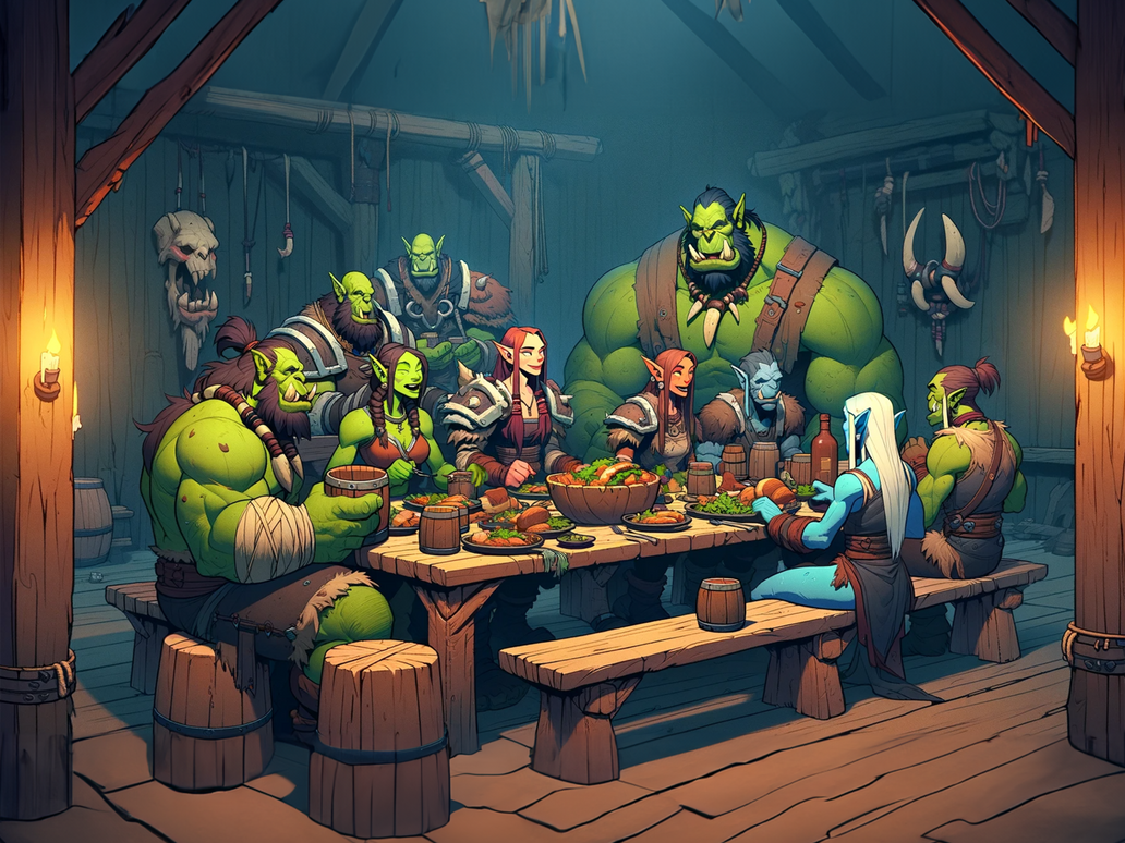 Peaceable Feast at Orc's Tavern by AICraftAdoptables on DeviantArt
