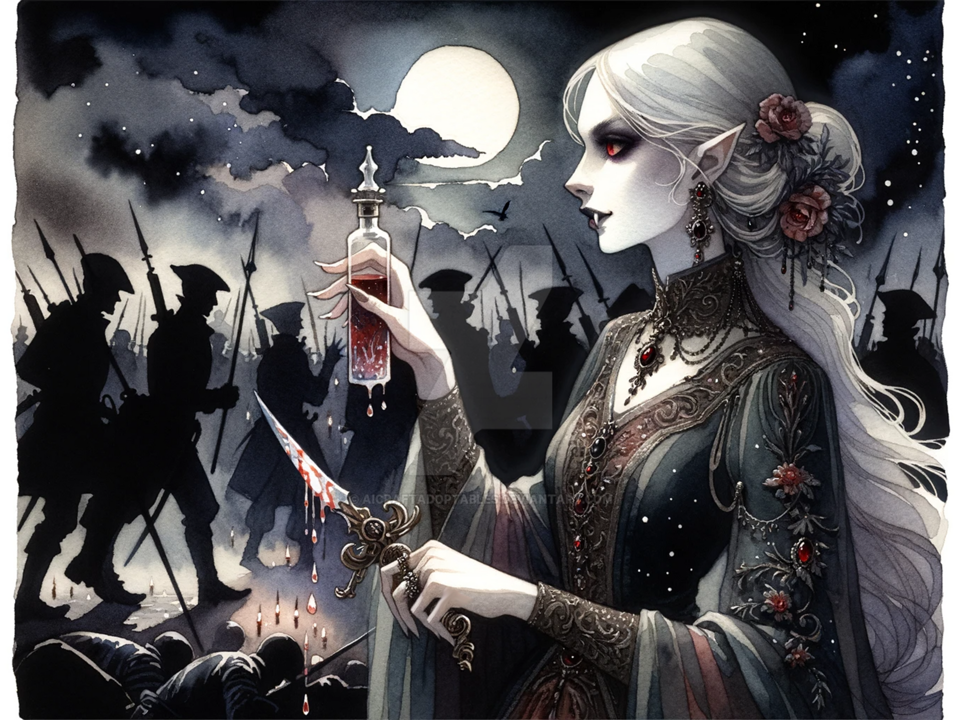 Bloodless Vampire Blood Princess of Vampires Art Portrait 6$ by AICraftAdoptables on ...