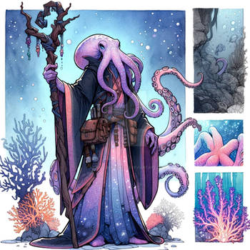 Octopus Man Depth Wizard Adoptable Character 7$