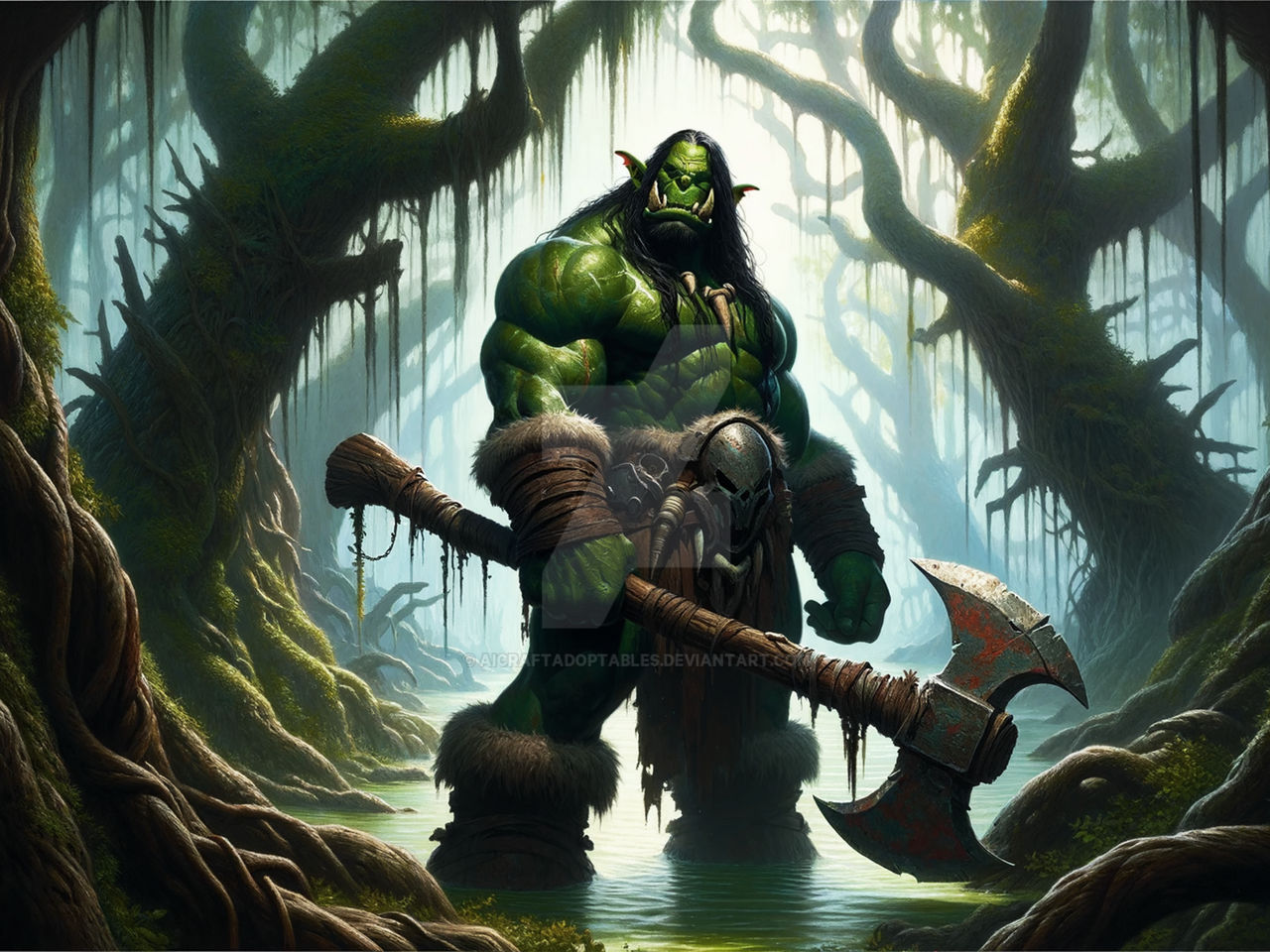 Orc Tree Orc Barbarian Warrior Adoptable Art 6$ by AICraftAdoptables on DeviantArt