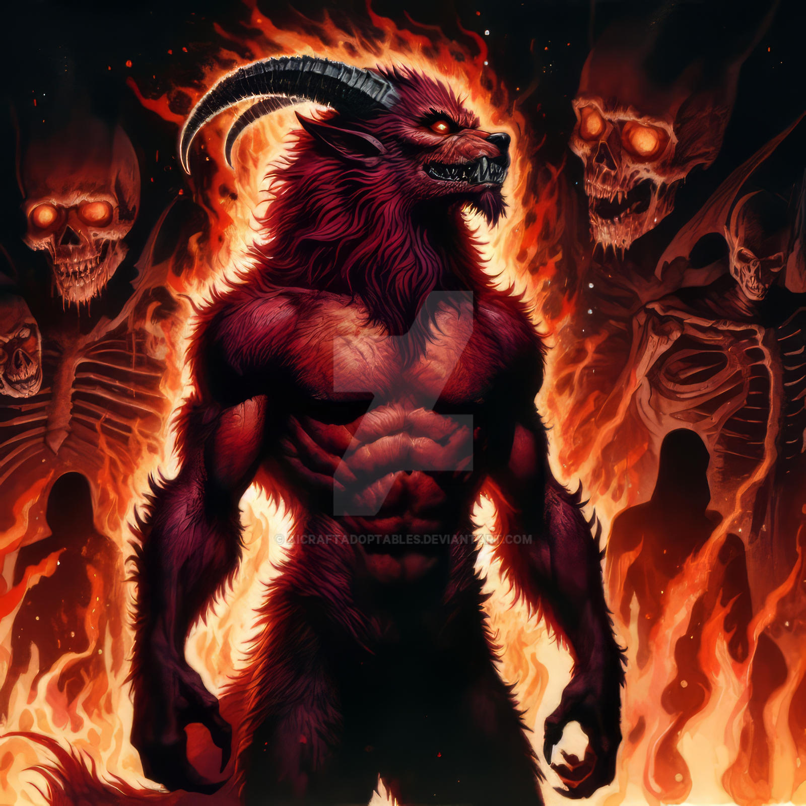 Warewolf Devil Demonic Infernal Horned Werewolf 7$ by AICraftAdoptables on DeviantArt