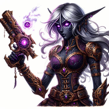 Drow Witch With Gun Anime Steampunk Art 6$