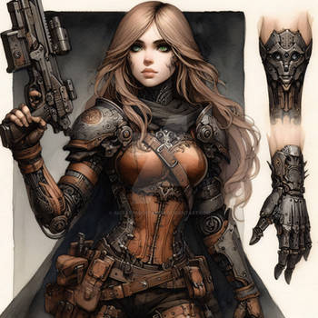 Steampunk Female Character Art Adoptable 6$