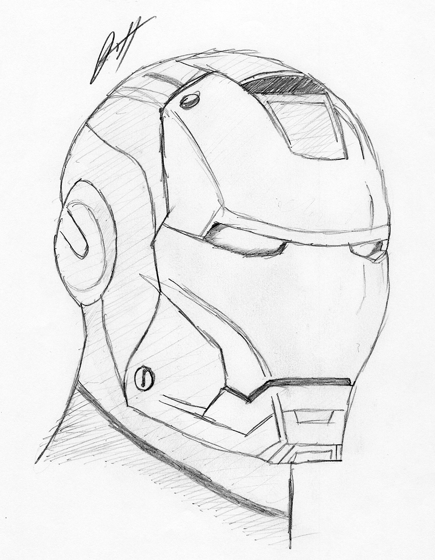 Iron Man Helmet Sketch by Roadhouse-Hunter on DeviantArt