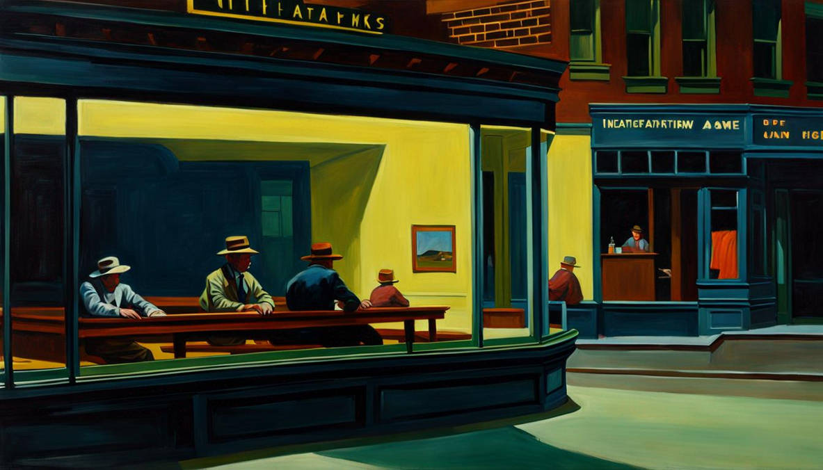 Variations of Edward Hopper's 'Nighthawks' by TheFirstSeaLord on DeviantArt