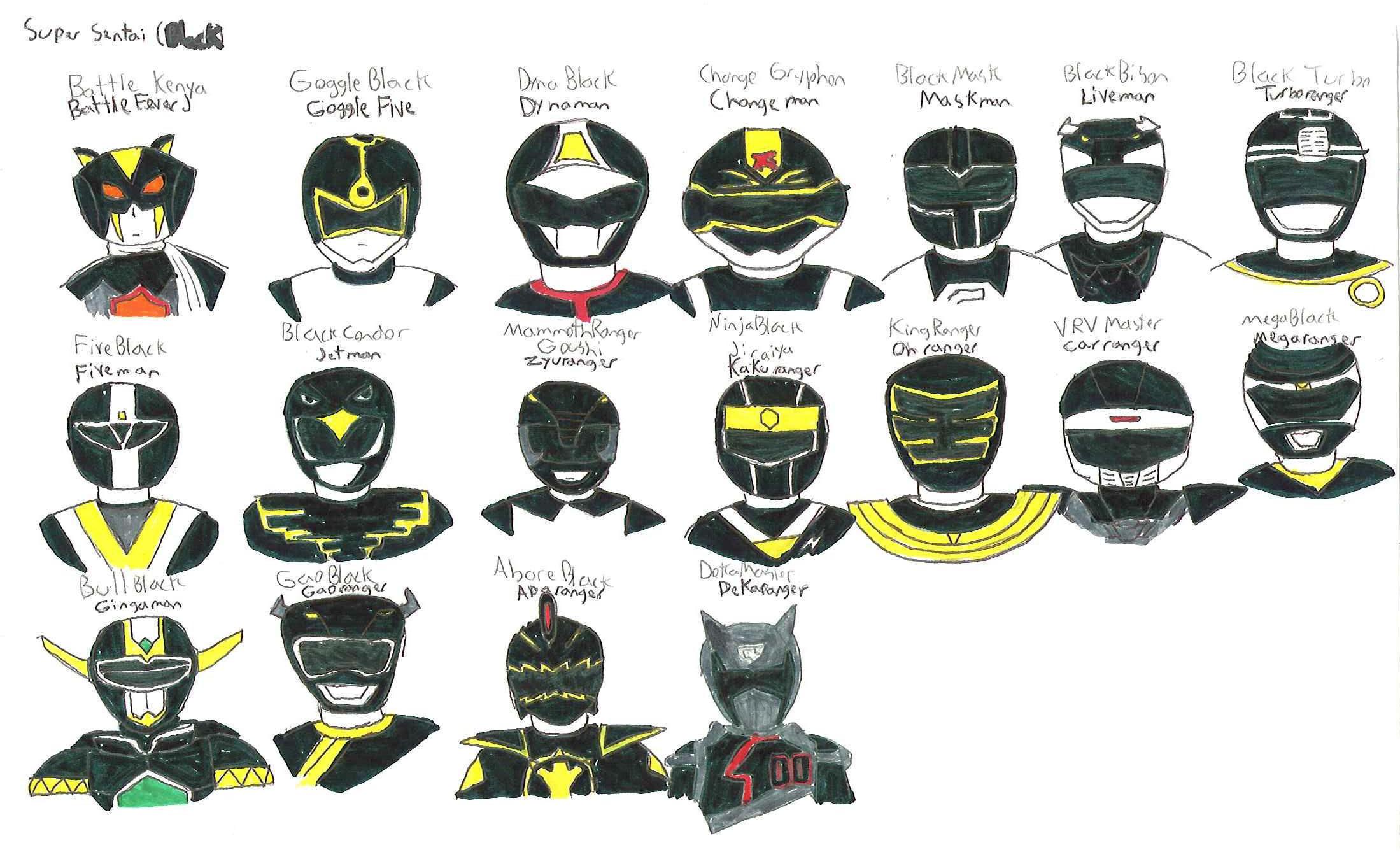 Black Ranger Deviantart Super Sentai 18 Black Rangers by RJTH on DeviantArt