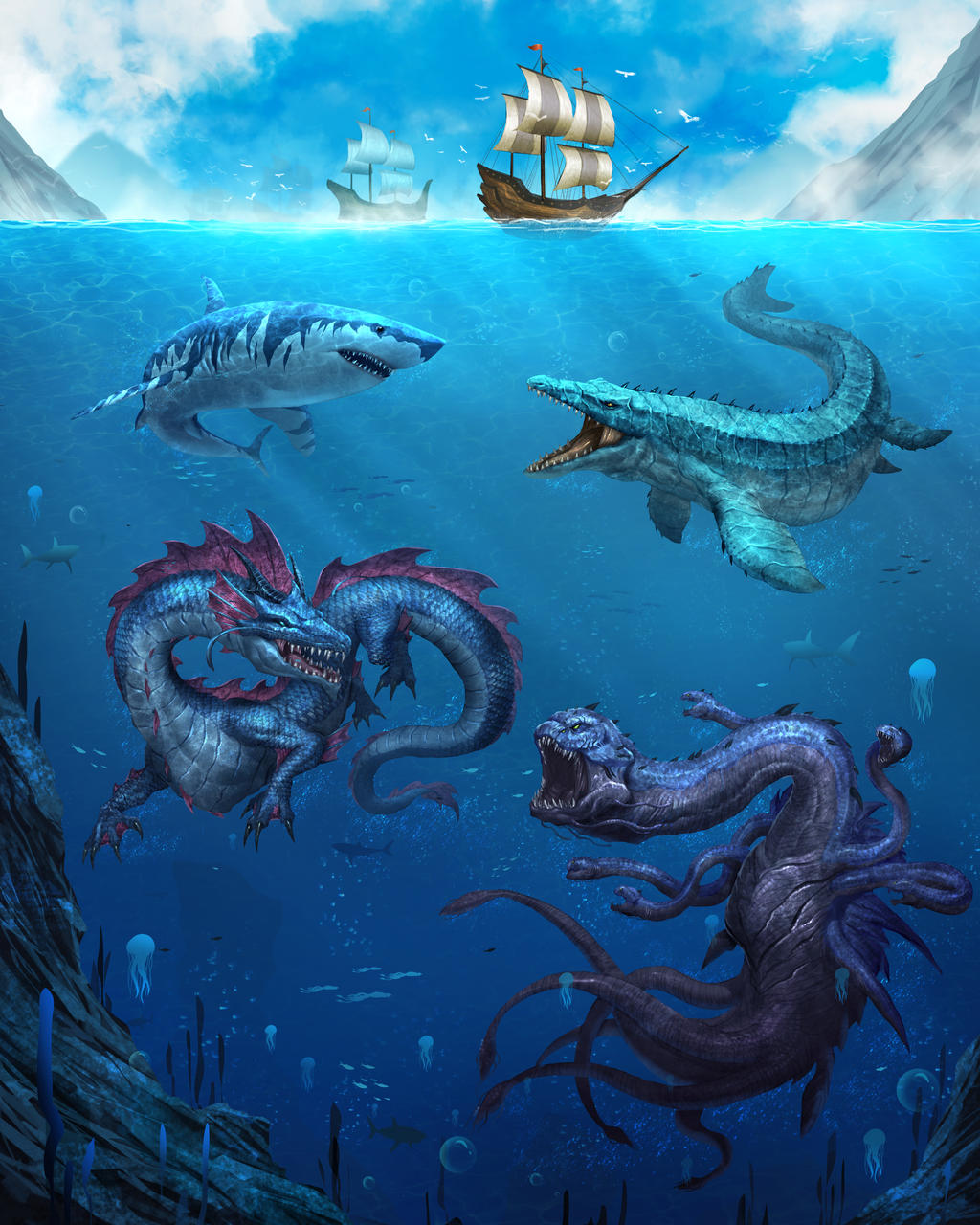Commission Work - Giant Sea Monsters by z-LuanXeko-z on DeviantArt Commission Work - Giant Sea Monsters by z-LuanXeko-z on DeviantArt