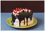 Birthday cake with chocolate mirror glaze