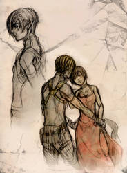 RE 4 - Leon and Ada sketch by XMenouX