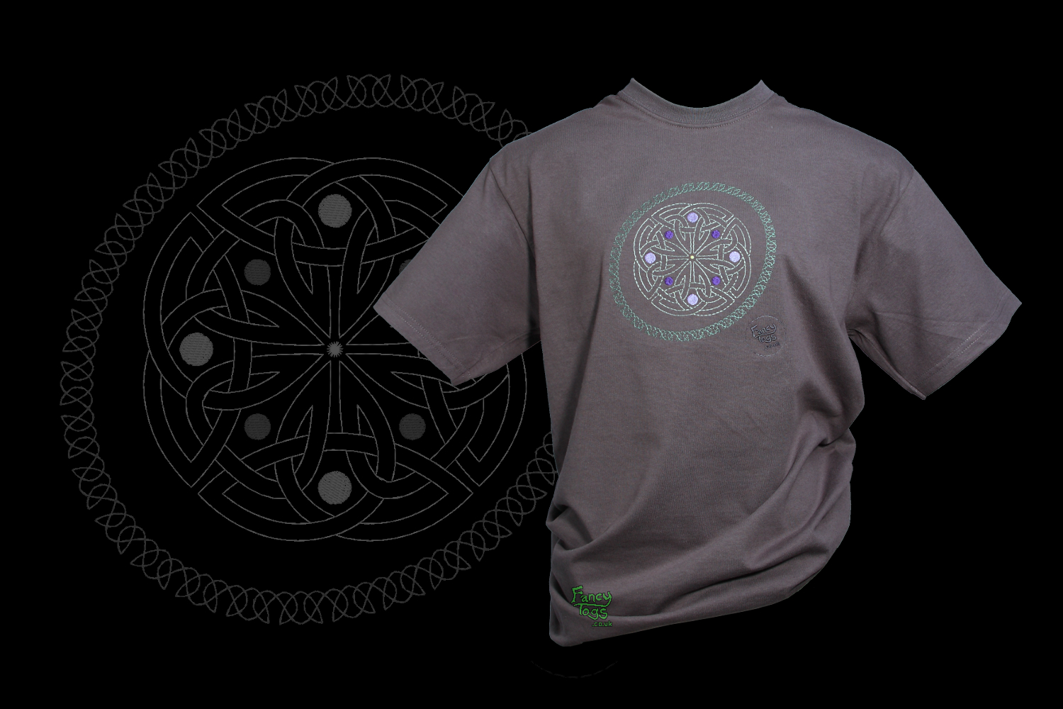 Celtic Knotwork Roundel on Charcoal Adult T-shirt