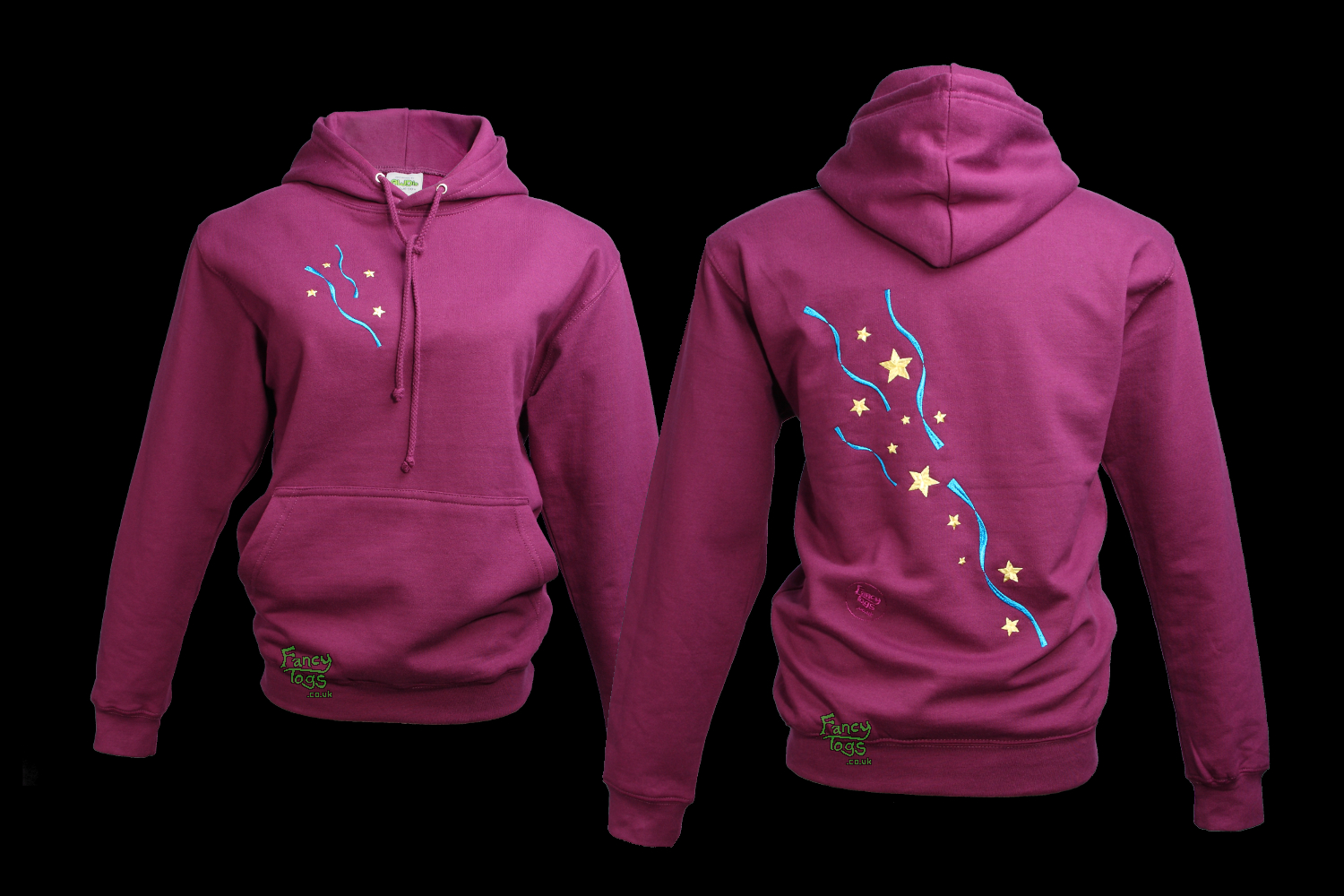 Stars and Ribbons on Plum Adult Hoody